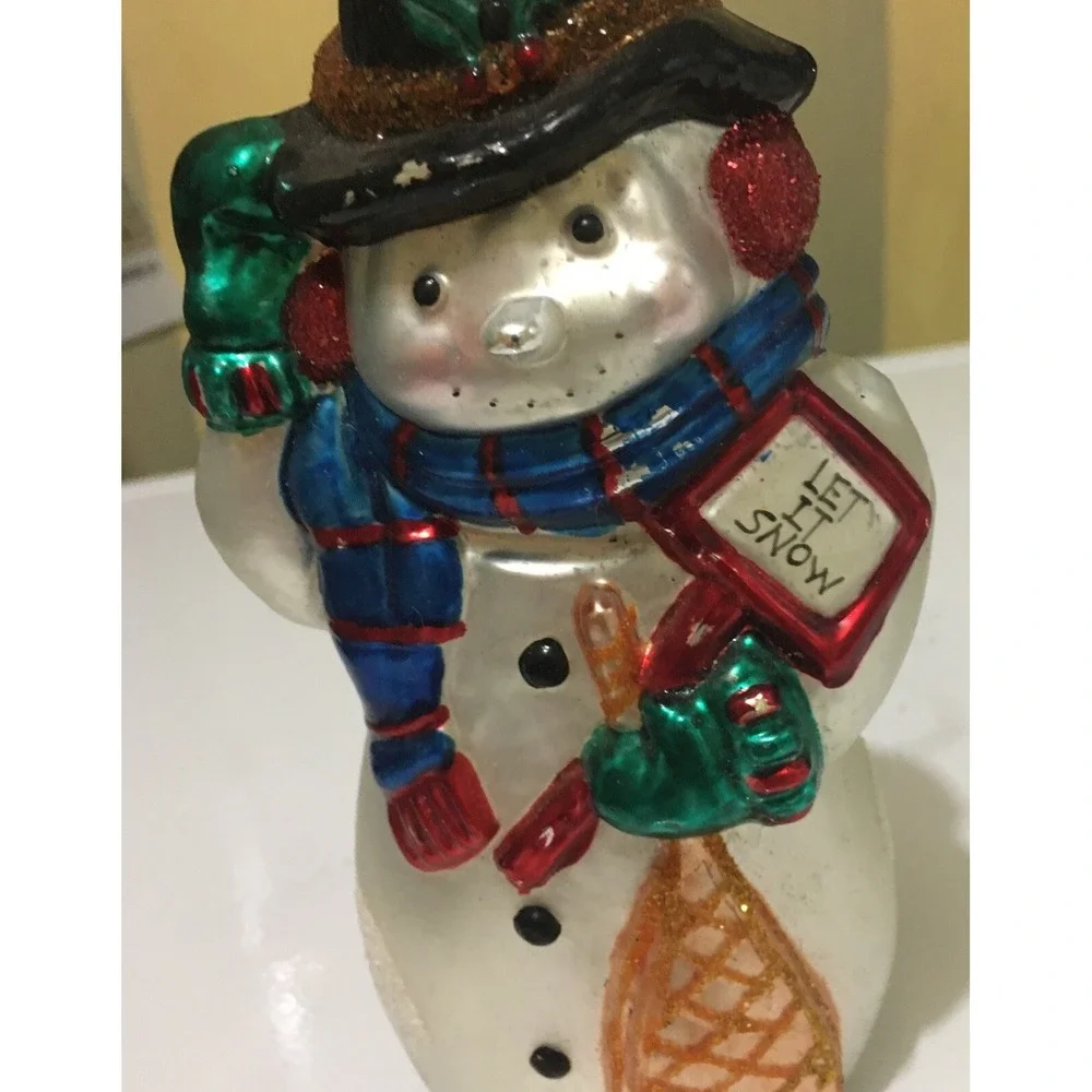 Blown Glass Snowman Christmas Ornament  